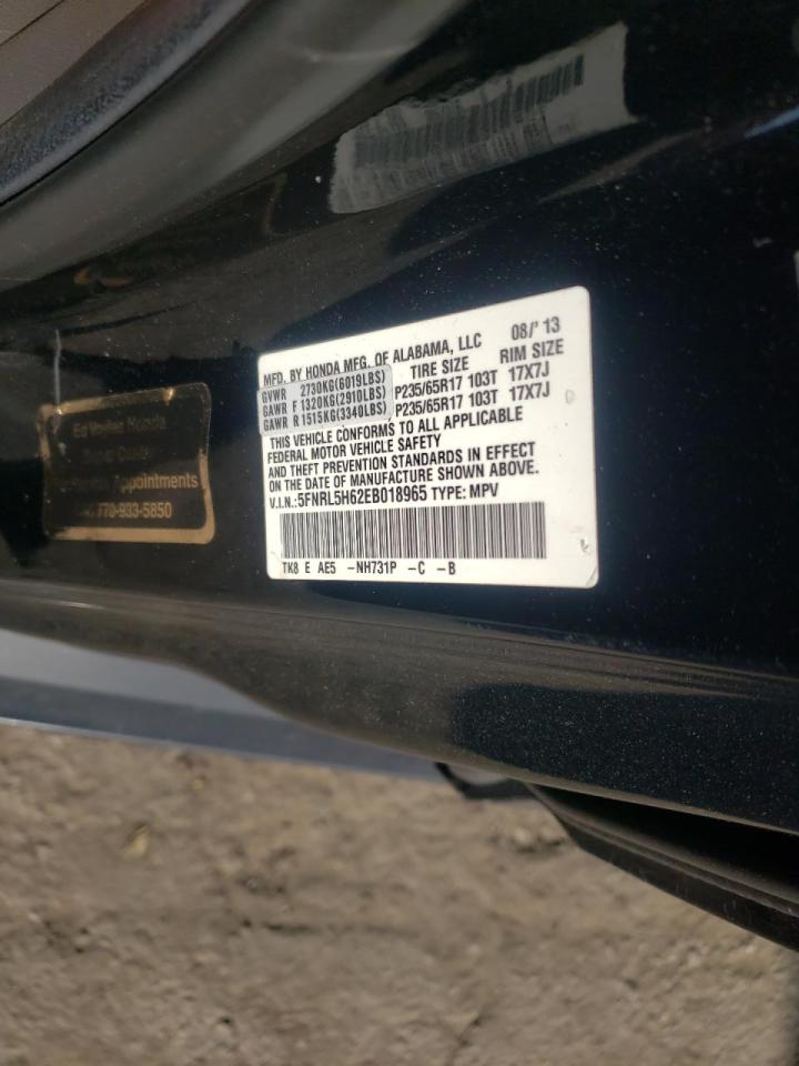 Photo 10 from auction – 2014 HONDA ODYSSEY EX with VIN 5FNRL5H62EB018965