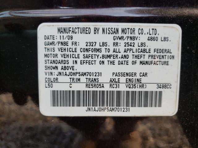Photo 10 from auction – 2010 INFINITI EX35 BASE with VIN JN1AJ0HP5AM701231
