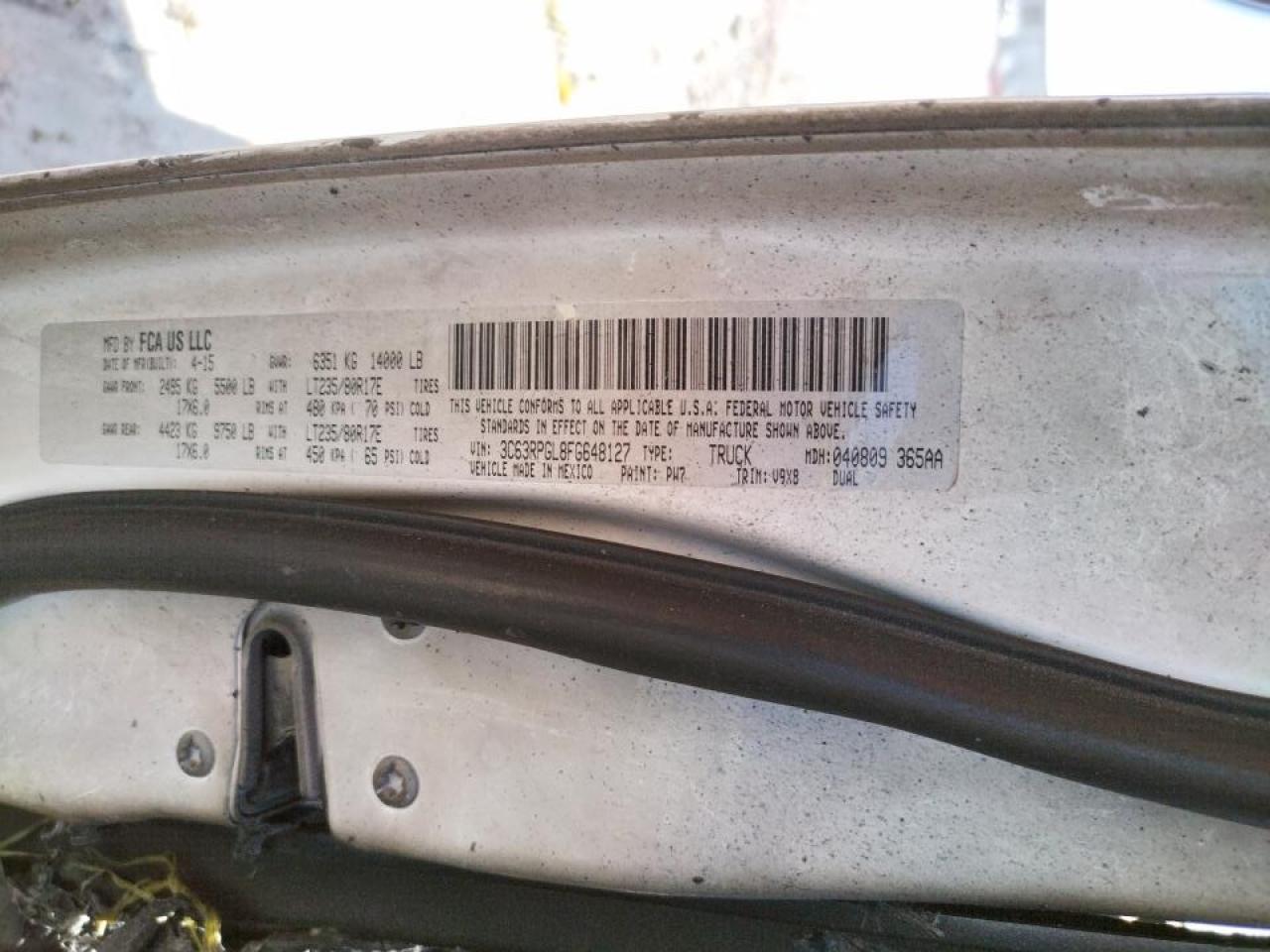 Photo 10 from auction – 2015 RAM 3500 ST with VIN 3C63RPGL8FG648127