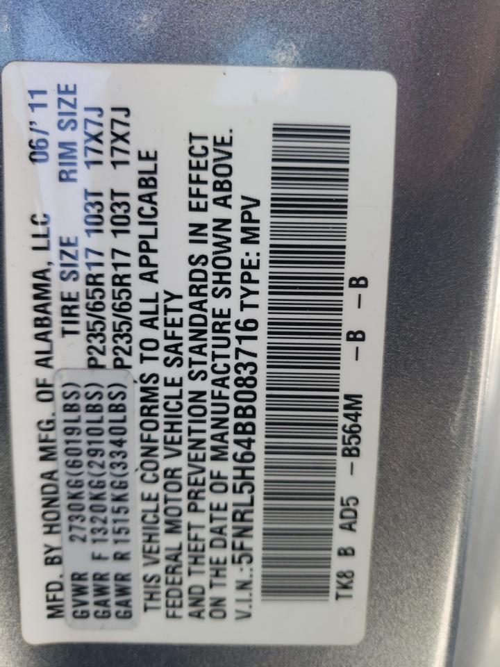 Photo 10 from auction – 2011 HONDA ODYSSEY EX with VIN 5FNRL5H64BB083716