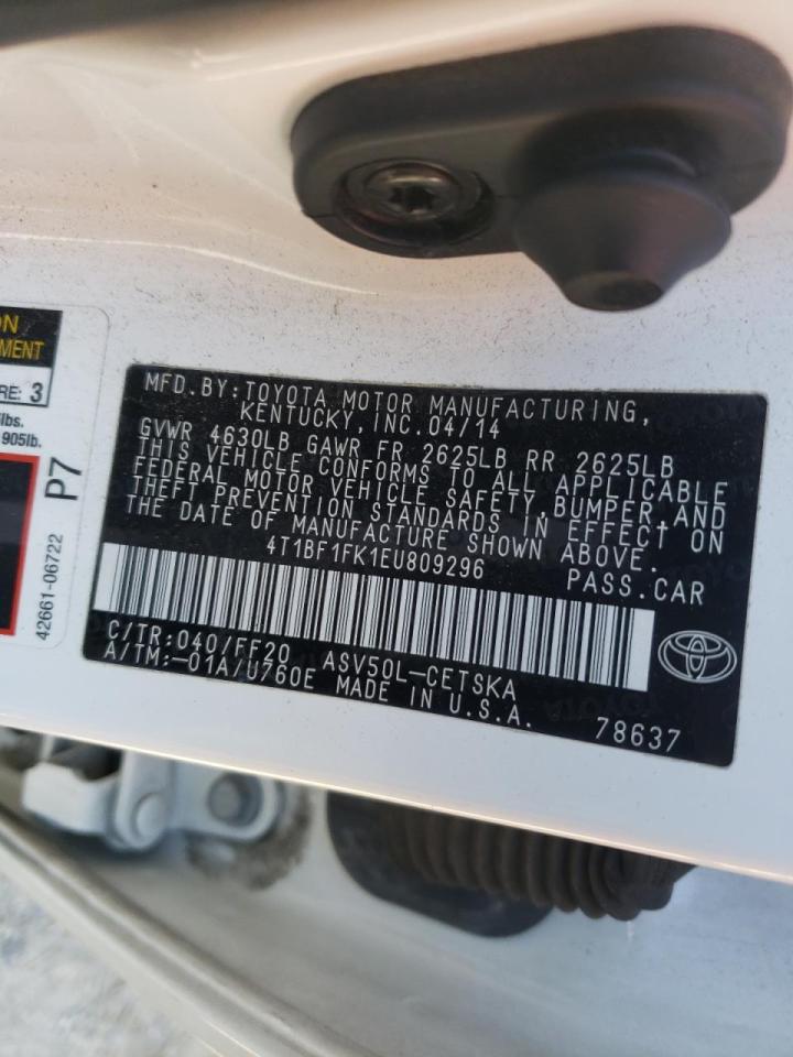 Photo 10 from auction – 2014 TOYOTA CAMRY L with VIN 4T1BF1FK1EU809296
