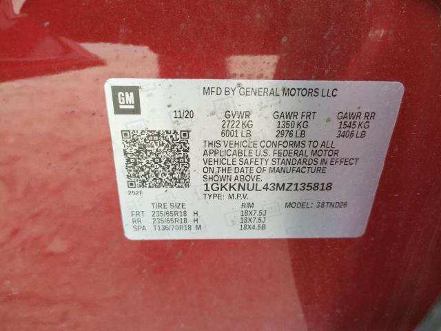 Photo 10 from auction – 2021 GMC ACADIA SLT with VIN 1GKKNUL43MZ135818