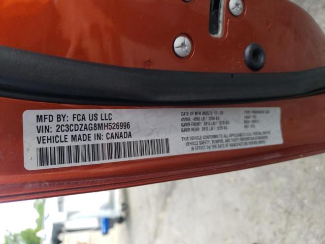 Photo 10 from auction – 2021 DODGE CHALLENGER with VIN 2C3CDZAG8MH526996