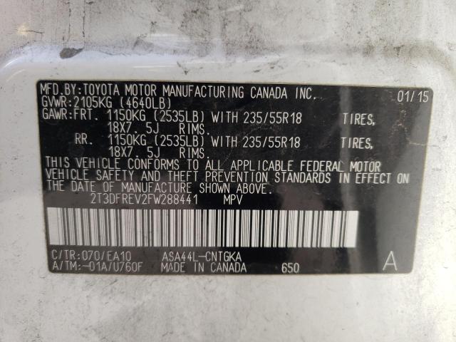 Foto 10 de la subasta – 2015 TOYOTA RAV4 LIMIT con VIN 2T3DFREV2FW288441