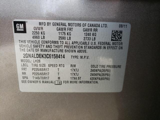 Photo 10 from auction – 2012 CHEVROLET EQUINOX LT with VIN 2GNALDEK3C6158414