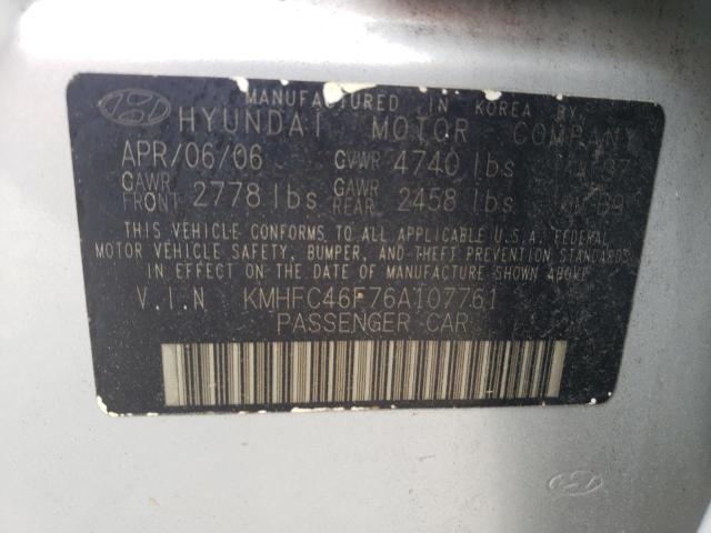 Photo 10 from auction – 2006 HYUNDAI AZERA SE with VIN KMHFC46F76A107761