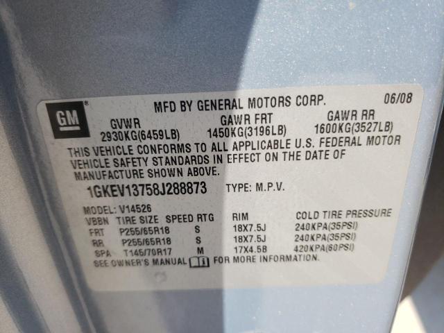 Photo 10 from auction – 2008 GMC ACADIA SLE with VIN 1GKEV13758J288873