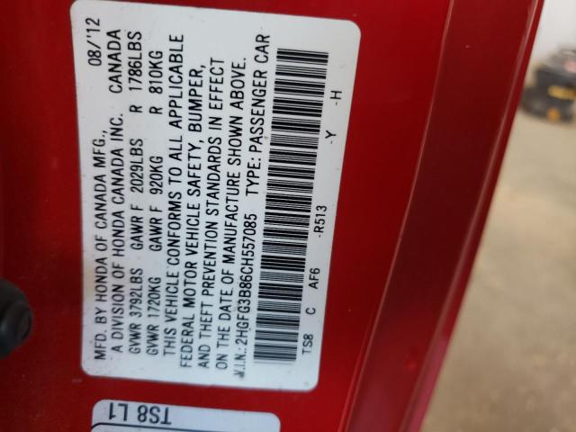 Photo 10 from auction – 2012 HONDA CIVIC EX with VIN 2HGFG3B86CH557085