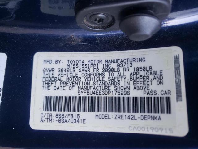 Photo 10 from auction – 2013 TOYOTA COROLLA BA with VIN 5YFBU4EE3DP175296