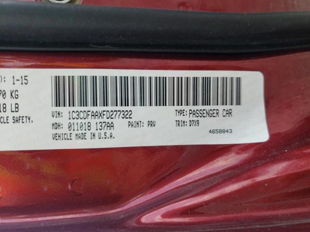 Photo 10 from auction – 2015 DODGE DART SE with VIN 1C3CDFAAXFD277322