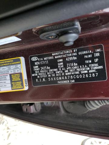 Photo 10 from auction – 2012 KIA OPTIMA LX with VIN 5XXGM4A78CG026287