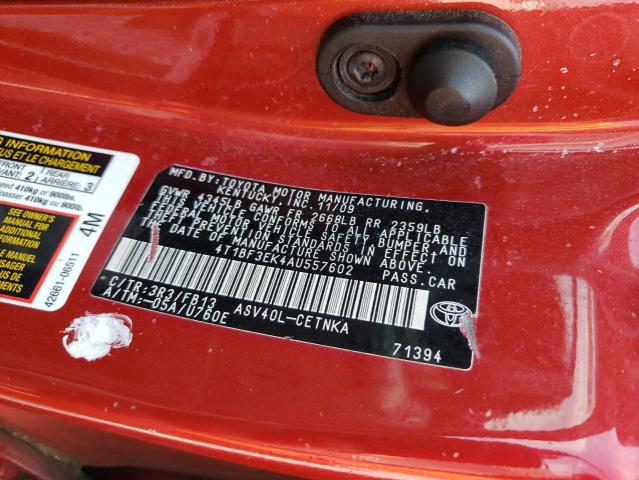 Photo 10 from auction – 2010 TOYOTA CAMRY BASE with VIN 4T1BF3EK4AU557602