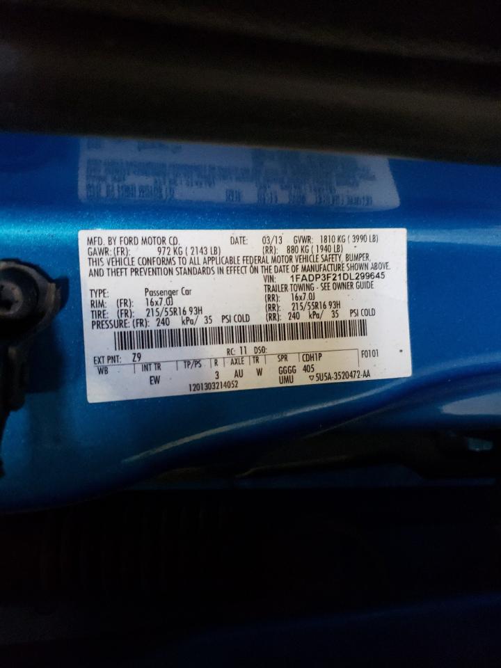 Photo 10 from auction – 2013 FORD FOCUS SE with VIN 1FADP3F21DL299645