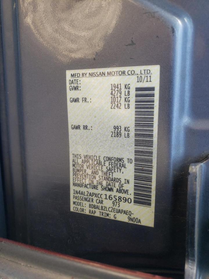 Photo 10 from auction – 2012 NISSAN ALTIMA BAS with VIN 1N4AL2APXCC165890