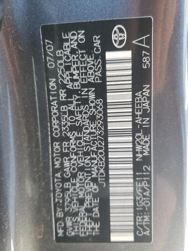 Photo 11 from auction – 2007 TOYOTA PRIUS with VIN JTDKB20U273293068