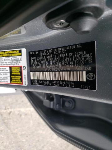 Photo 10 from auction – 2022 TOYOTA CAMRY XLE with VIN 4T1F31AK2NU574778