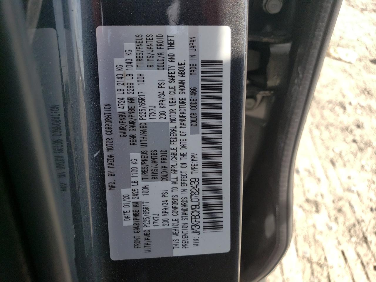 Photo 10 from auction – 2020 MAZDA CX-5 TOURI with VIN JM3KFBCM9L0782439