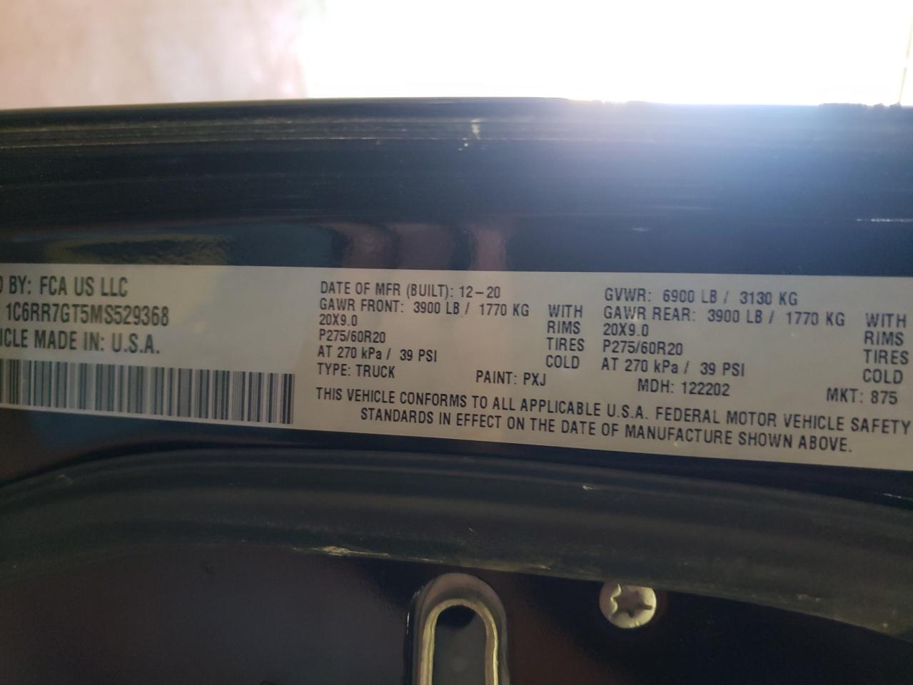 Photo 10 from auction – 2021 RAM 1500 CLASS with VIN 1C6RR7GT5MS529368