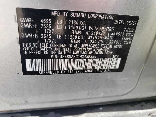 Photo 10 from auction – 2017 SUBARU OUTBACK 2. with VIN 4S4BSAFC5H3439386