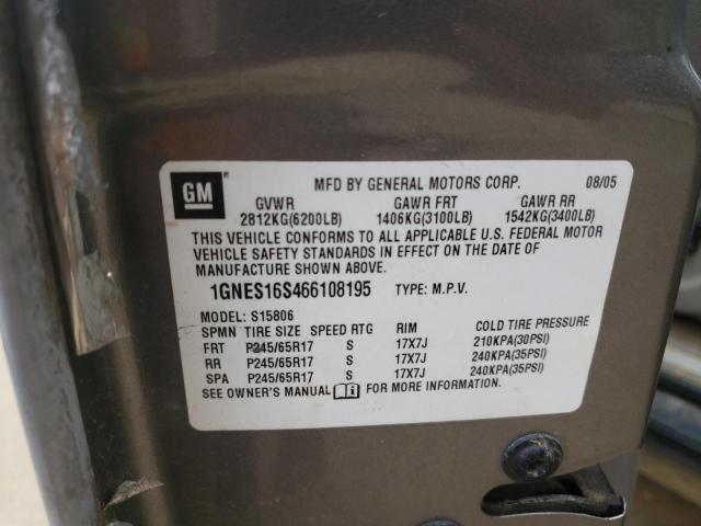 Photo 10 from auction – 2006 CHEVROLET TRAILBLAZE with VIN 1GNES16S466108195