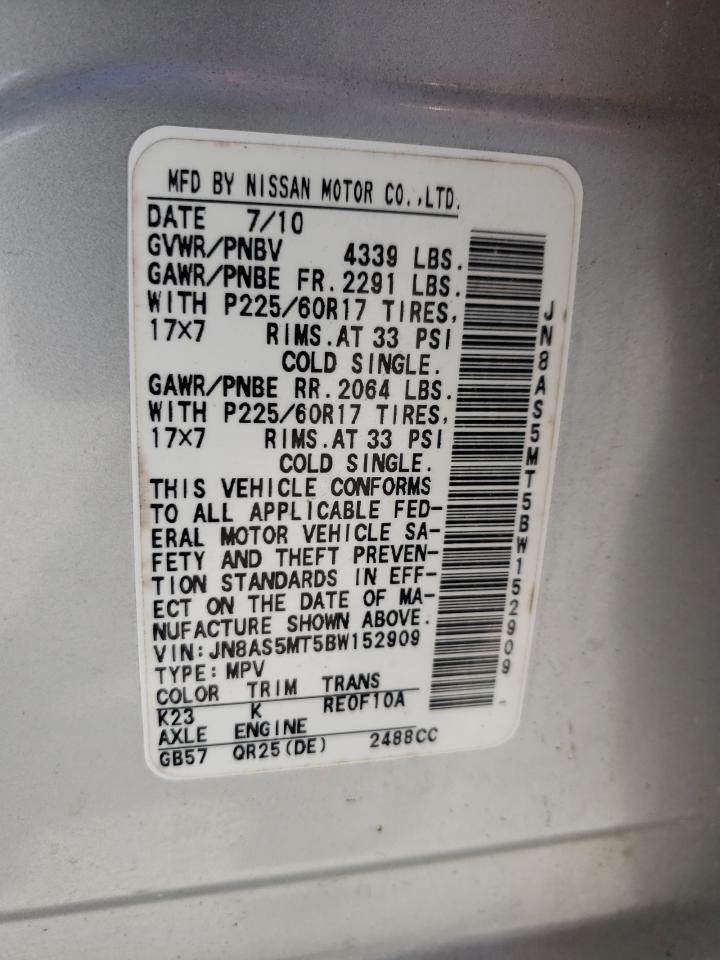 Photo 10 from auction – 2011 NISSAN ROGUE S with VIN JN8AS5MT5BW152909