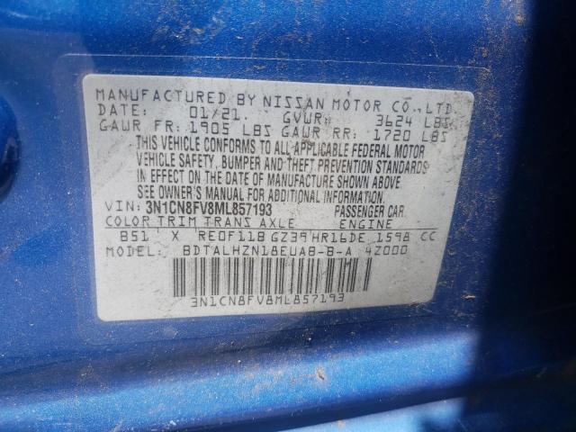 Photo 10 from auction – 2021 NISSAN VERSA SR with VIN 3N1CN8FV8ML857193