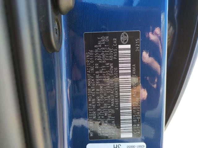 Photo 10 from auction – 2009 TOYOTA CAMRY BASE with VIN 4T4BE46K99R135026