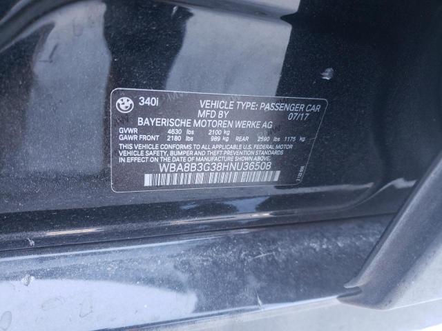 Photo 10 from auction – 2017 BMW 340 I with VIN WBA8B3G38HNU36508