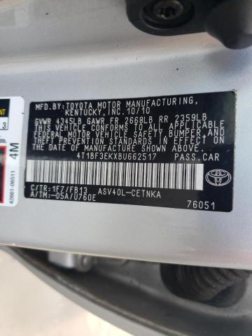 Photo 10 from auction – 2011 TOYOTA CAMRY BASE with VIN 4T1BF3EKXBU662517