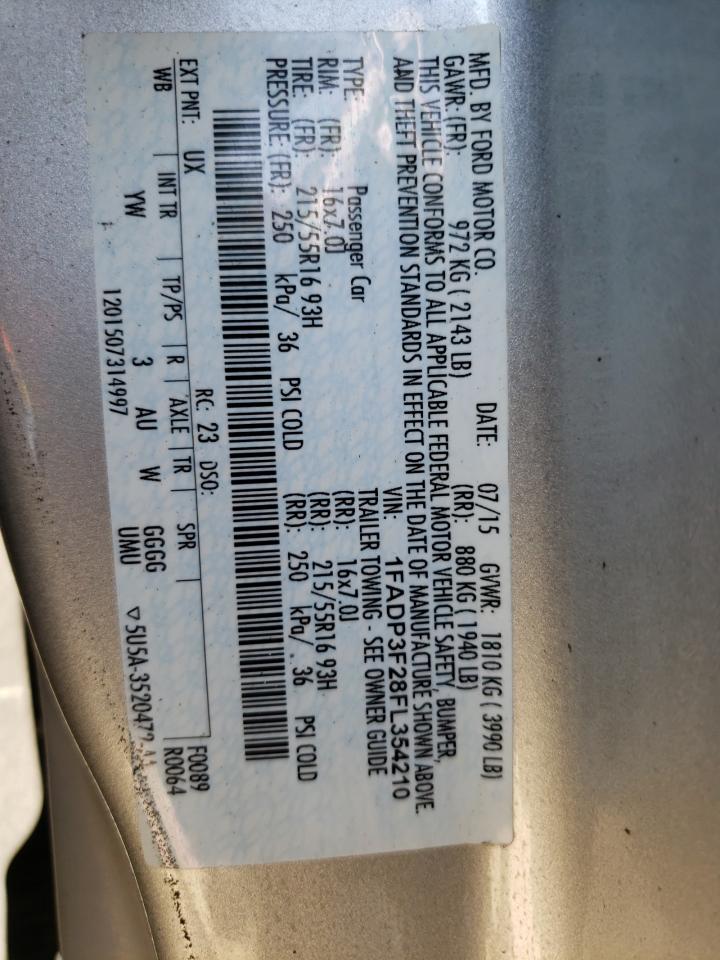 Photo 10 from auction – 2015 FORD FOCUS SE with VIN 1FADP3F28FL354210
