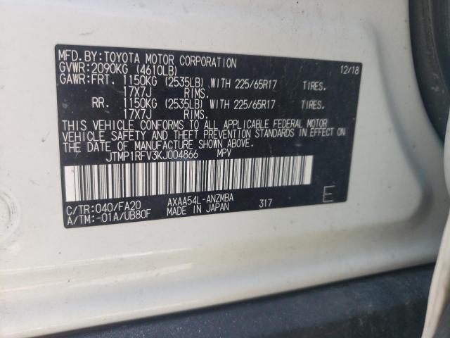 Photo 10 from auction – 2019 TOYOTA RAV4 XLE with VIN JTMP1RFV3KJ004866