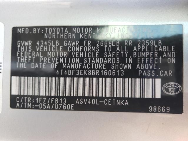 Photo 10 from auction – 2011 TOYOTA CAMRY BASE with VIN 4T4BF3EK8BR160613