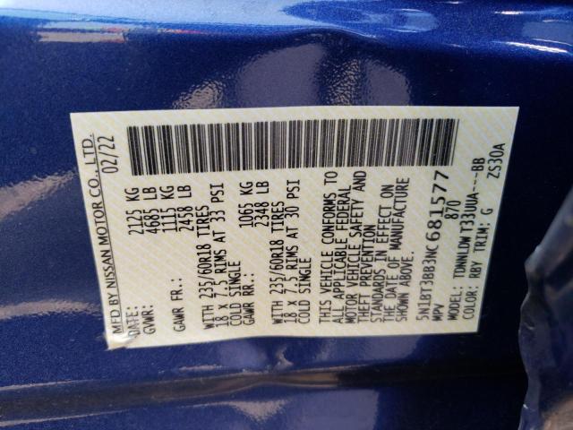 Photo 10 from auction – 2022 NISSAN ROGUE with VIN 5N1BT3BB3NC681577