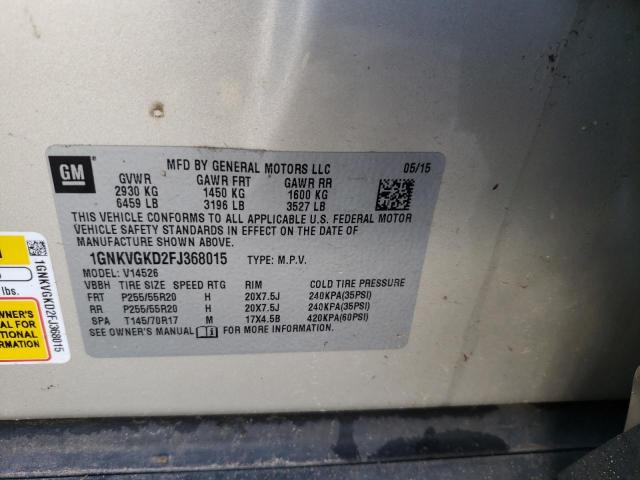 Photo 10 from auction – 2015 CHEVROLET TRAVERSE L with VIN 1GNKVGKD2FJ368015