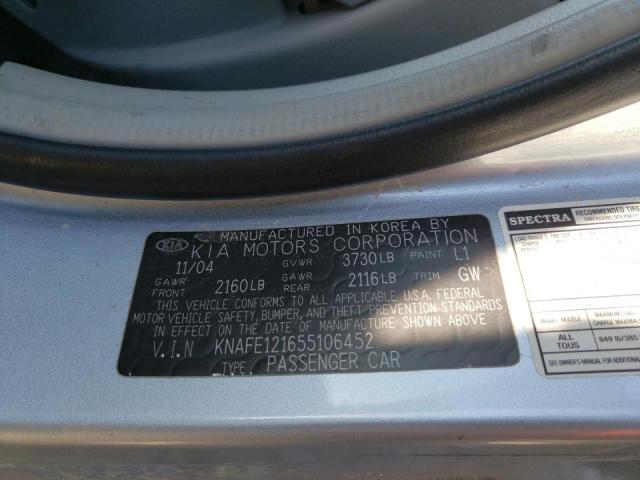 Photo 10 from auction – 2005 KIA SPECTRA LX with VIN KNAFE121655106452