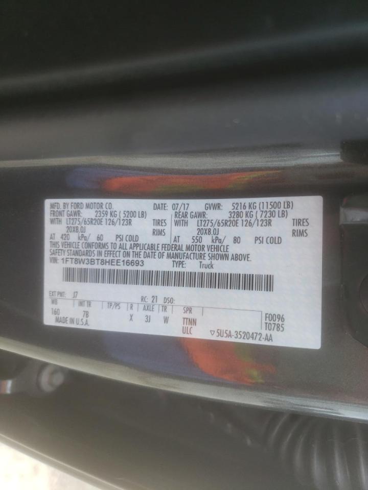 Photo 10 from auction – 2017 FORD F350 SUPER with VIN 1FT8W3BT8HEE16693