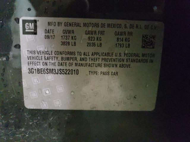 Photo 10 from auction – 2018 CHEVROLET CRUZE LT with VIN 3G1BE6SM3JS522010