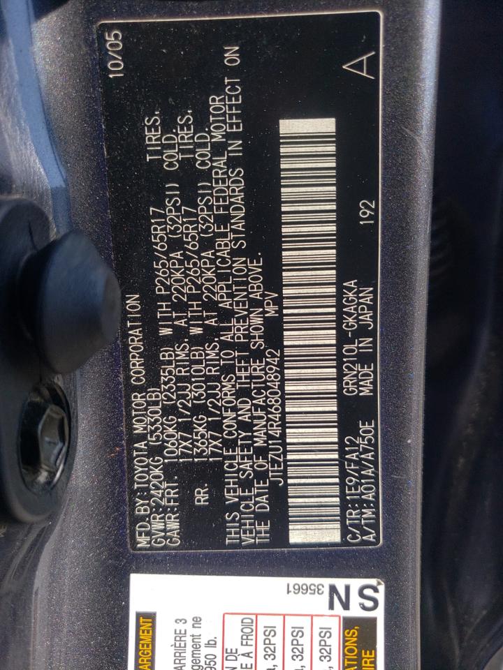 Photo 10 from auction – 2006 TOYOTA 4RUNNER SR with VIN JTEZU14R468048942