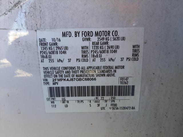 Photo 10 from auction – 2016 FORD EDGE SEL with VIN 2FMPK4J87GBC68066