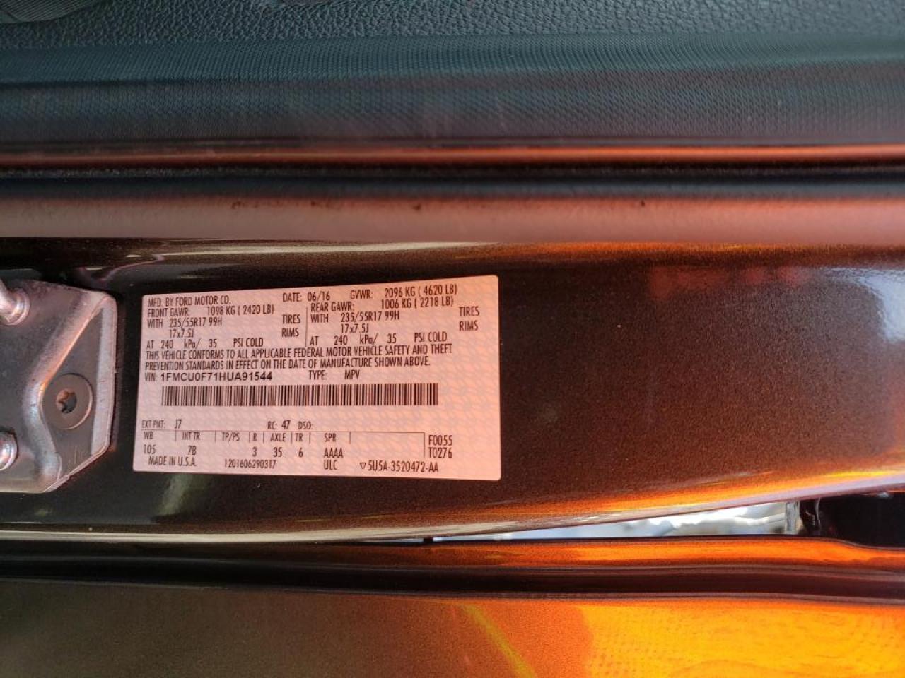 Photo 10 from auction – 2017 FORD ESCAPE S with VIN 1FMCU0F71HUA91544
