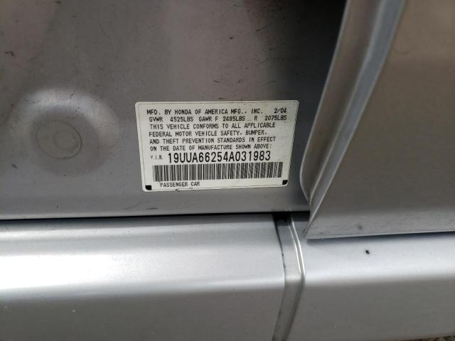 Photo 10 from auction – 2004 ACURA TL with VIN 19UUA66254A031983
