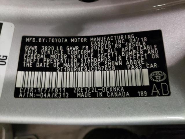 Photo 10 from auction – 2018 TOYOTA COROLLA L with VIN 2T1BURHE9JC097658