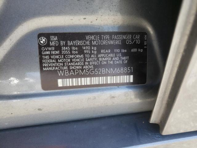 Photo 10 from auction – 2011 BMW 335 I with VIN WBAPM5G52BNM68851