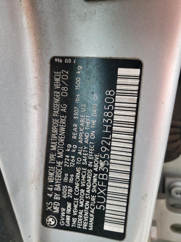 Photo 10 from auction – 2002 BMW X5 4.4I with VIN 5UXFB33592LH38508