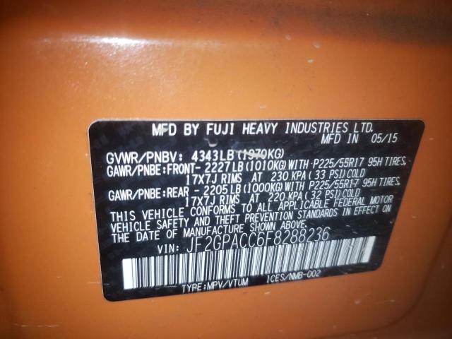 Photo 10 from auction – 2015 SUBARU XV CROSSTR with VIN JF2GPACC6F8288236