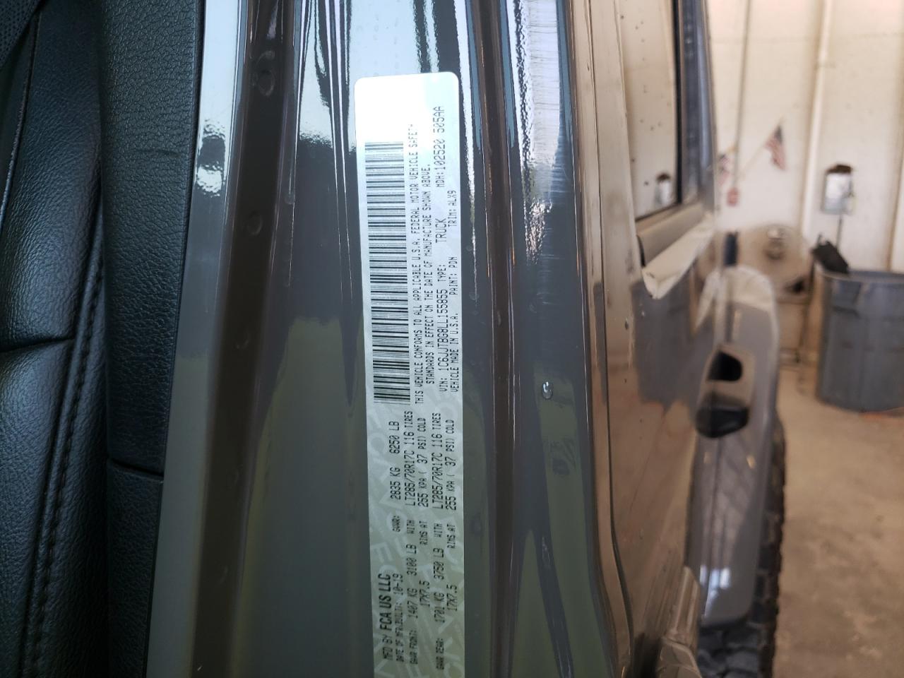 Photo 10 from auction – 2020 JEEP GLADIATOR with VIN 1C6JJTBG8LL155855