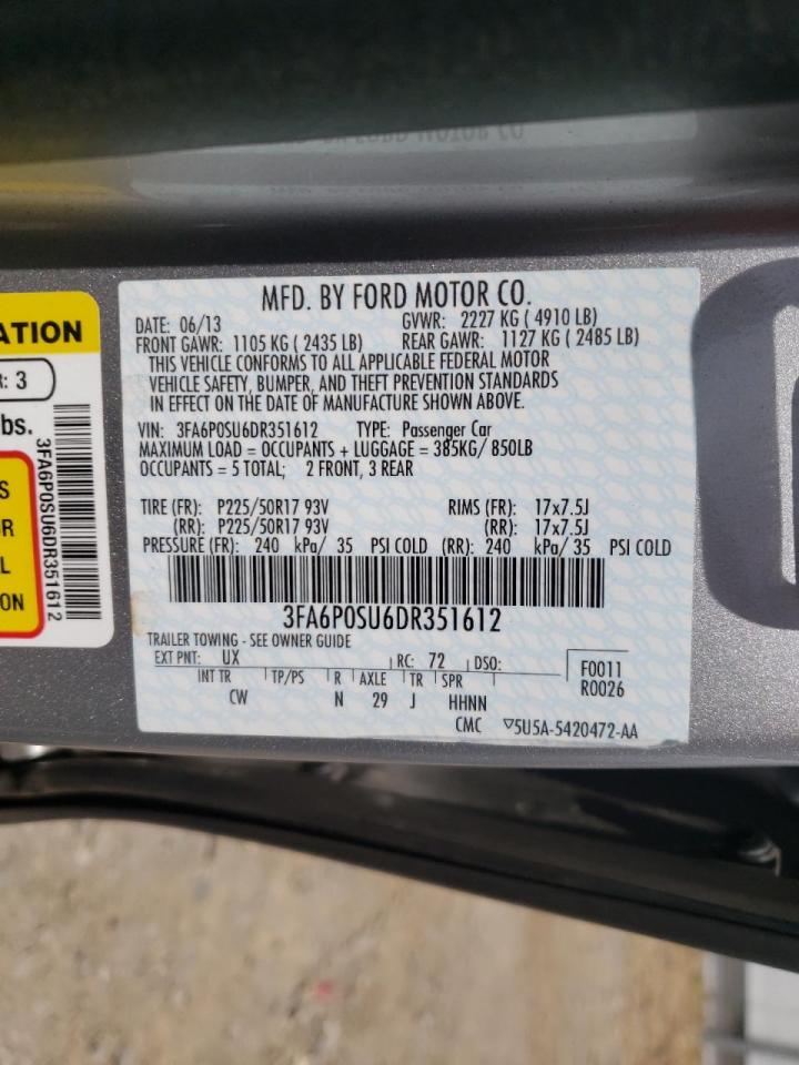 Photo 10 from auction – 2013 FORD FUSION TIT with VIN 3FA6P0SU6DR351612