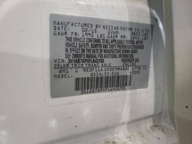 Photo 10 from auction – 2015 NISSAN SENTRA S with VIN 3N1AB7AP4FL643193