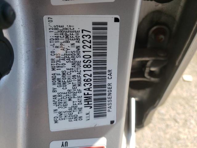 Photo 10 from auction – 2008 HONDA CIVIC HYBR with VIN JHMFA36218S012237