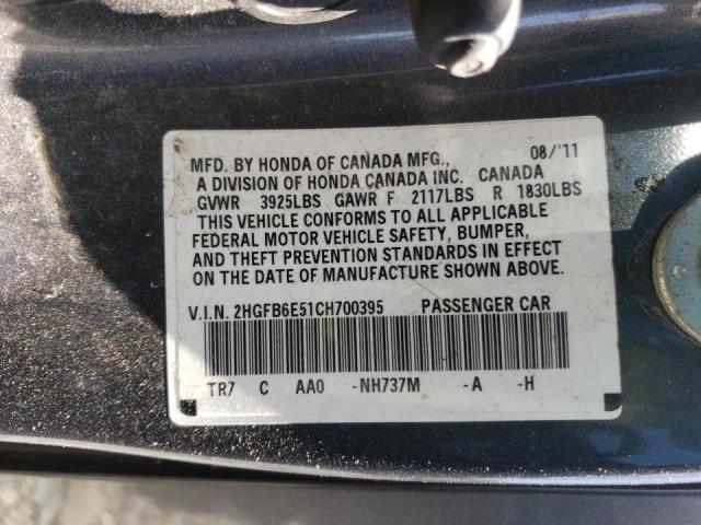 Photo 10 from auction – 2012 HONDA CIVIC SI with VIN 2HGFB6E51CH700395